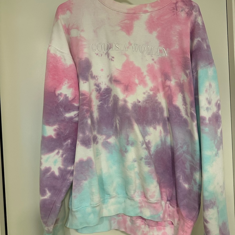 Ariana Grande tour merch - God is a Woman tie dye crew neck sweater